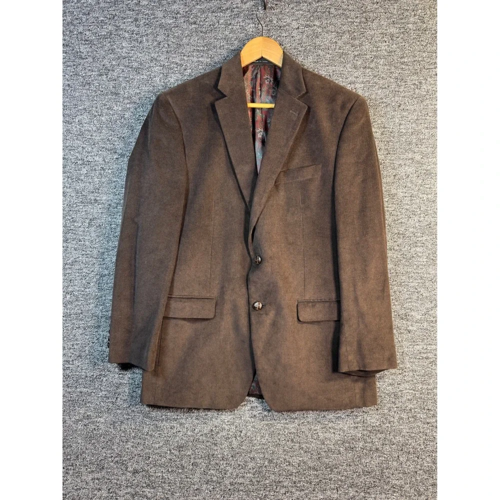 Lauren Ralph Lauren Mens Brown Corduroy Blazer Paisley‎ Lining 2-Button Jacket